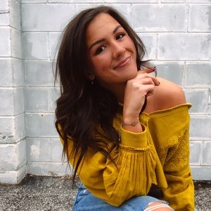 Free People Mustard Cropped Hoodie